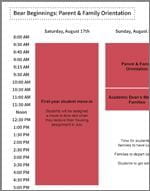 Block Schedule of the 2019 Parent and Family Weekend Schedule